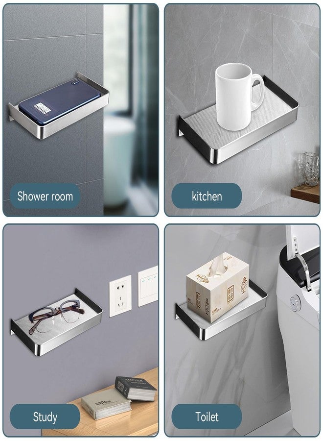 Jwthee Bathroom Cell Phone Shelf, Stainless Steel Small Floating Shelf Wall Mounted Phone Shelf Holder Small Shelf for Bathroom, Small Bathroom Wall Shelf, Mini Wall Shelf for Collectibles, 7.3x3.5in - Image 3